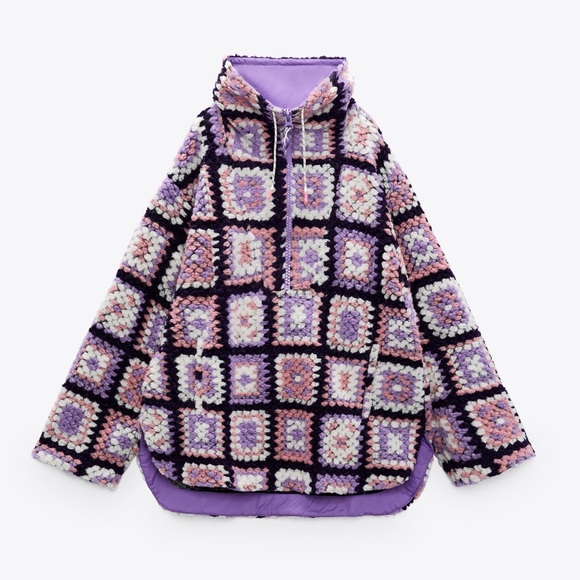 Size XS-S | Zara | NWT Oversized Crochet Effect Wool Sweater - Picture 3 of 11